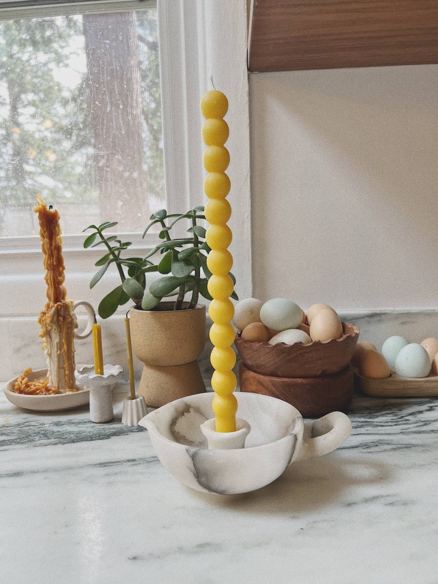 Bauble taper candle: Natural beeswax - HER Home Design Boutique